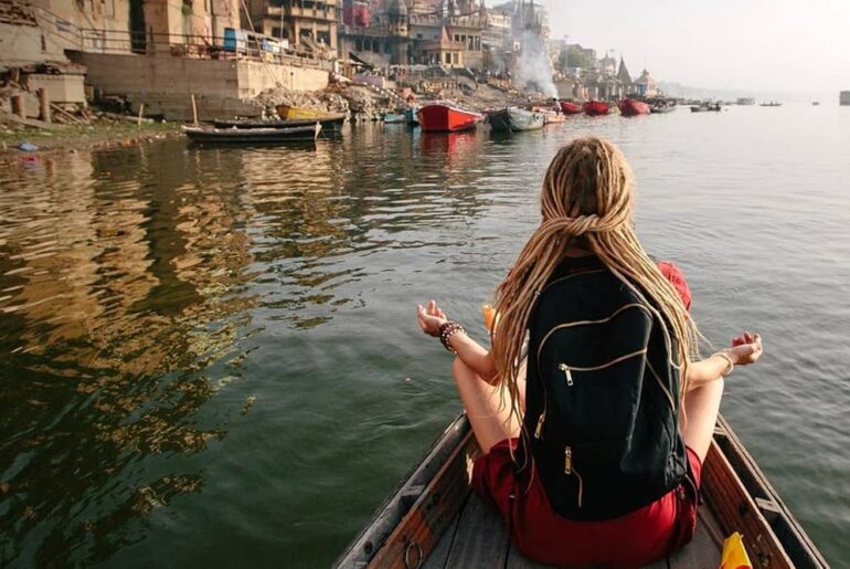 Solo traveler exploring ancient heritage sites