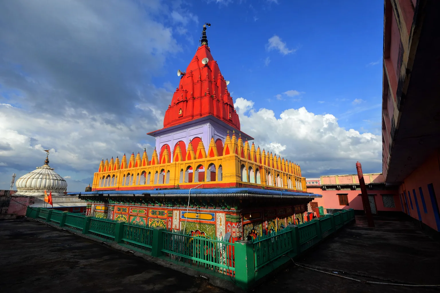 Devotees ascending the steps to Hanuman Garhi temple in Ayodhya